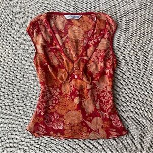 Red and Brown Milkmaid Fitted Blouse
